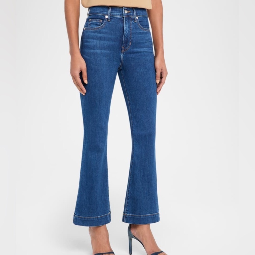 Veronica beard Carson ankle flare high rise jeans in washed oxford blue denim 30